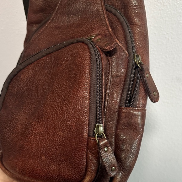 Scully Dark Brown Leather Sling Bag - Picture 3 of 16